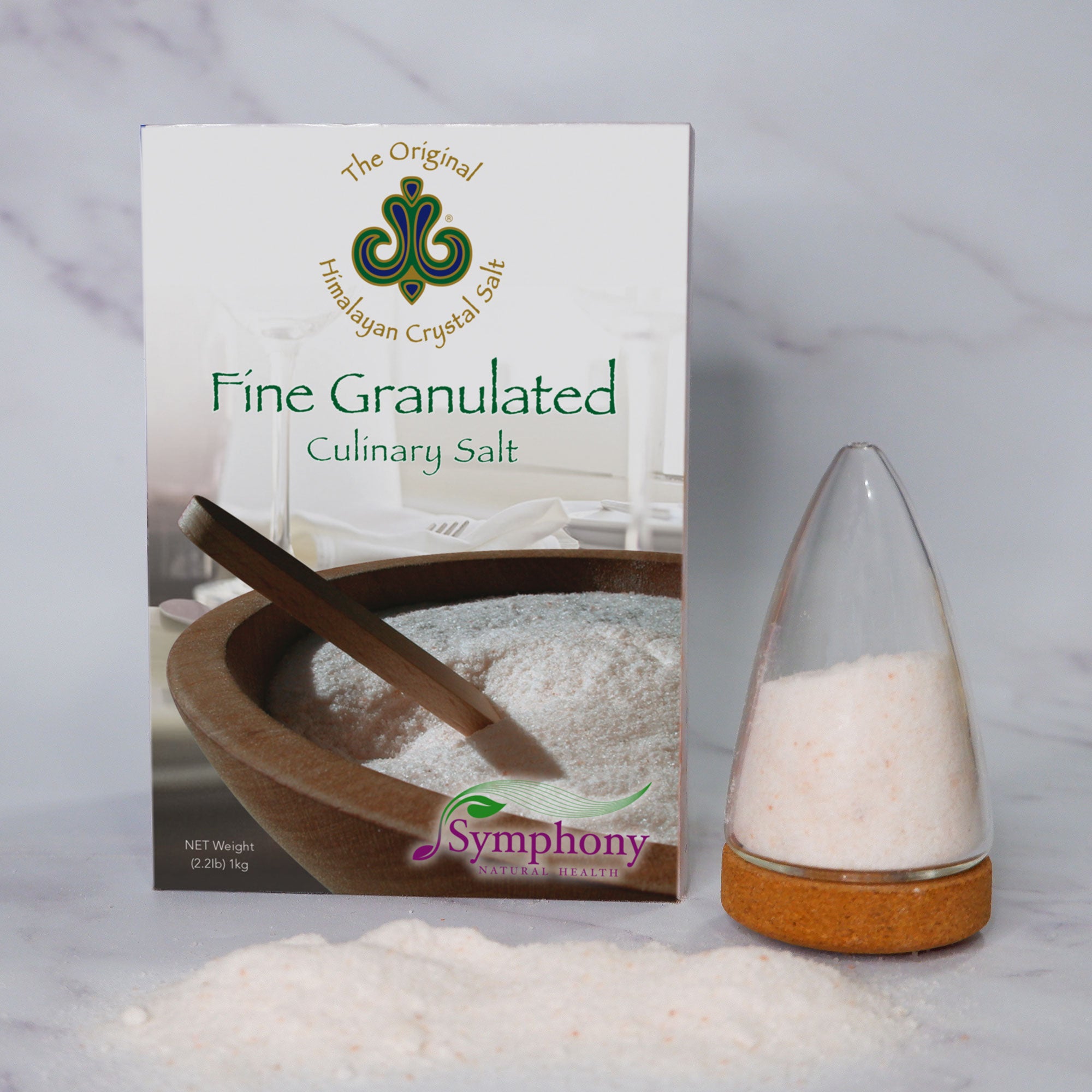 Save 5% when you bundle fine culinary salt with our glass salt shaker with cork lid base