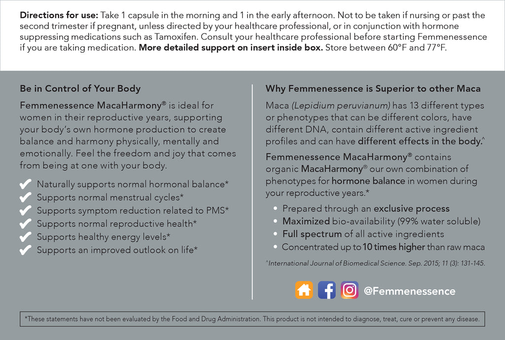 Femmenessence MacaHarmony <br>For Menstrual Health <br> 2-Pack Auto Ship
