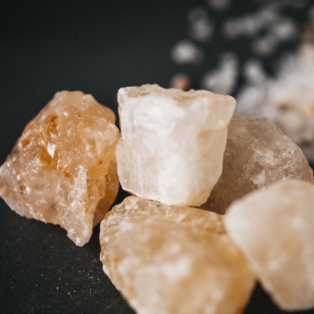 Crystal Salt Stones for Sole on black background